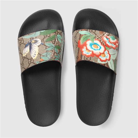 gucci slides tigan|Gucci canvas slide sandals.